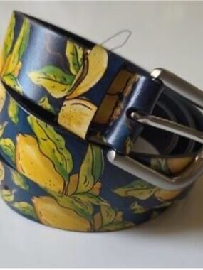 Patricia Nash Positano limon  leather belt NWT